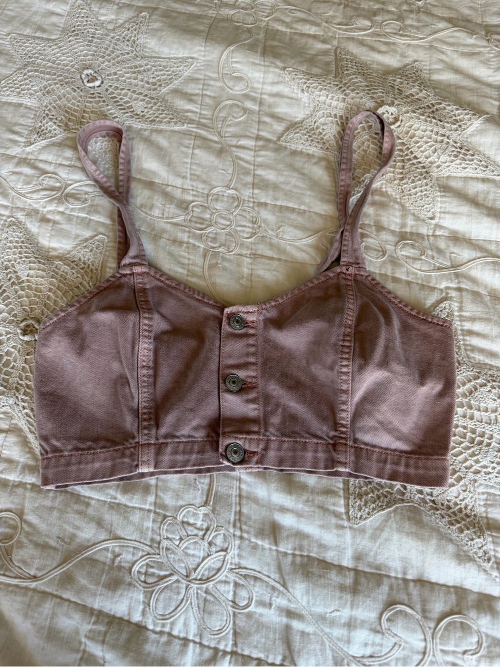 American Eagle Outfitters Dusty Mauve Button-Front Crop Cami
